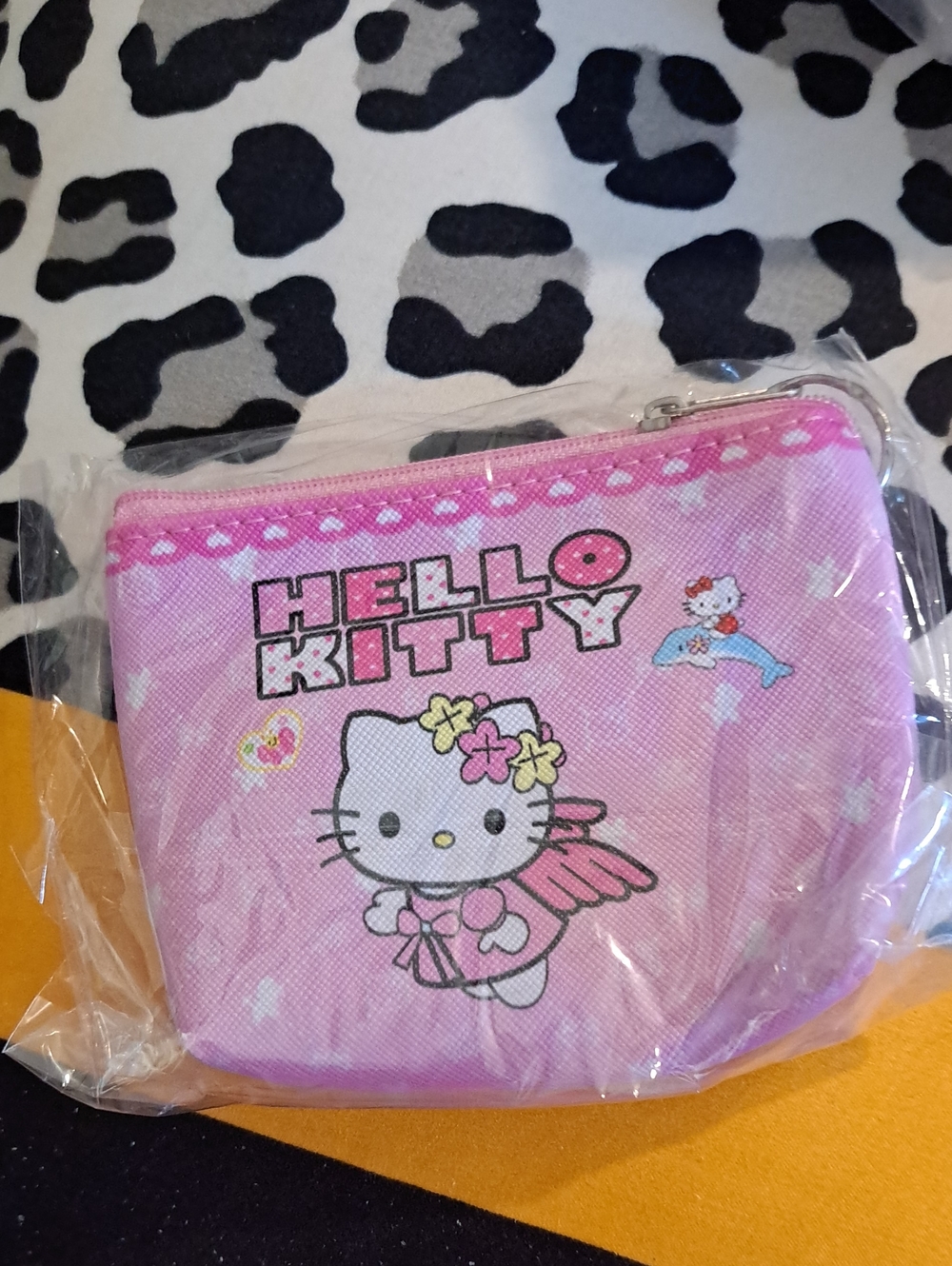 Hello Kitty Angel Wings Coin Purse Zipper With Key Ring
